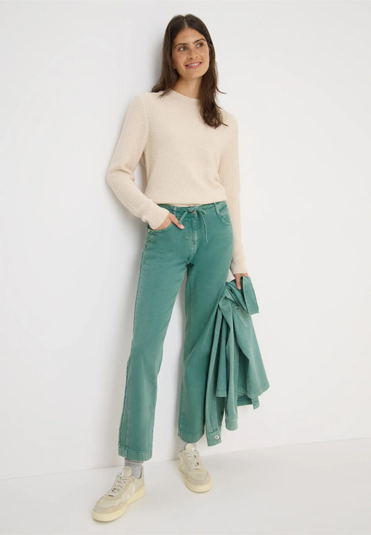 High Waist Straight Leg Jeans with Tie Waist
