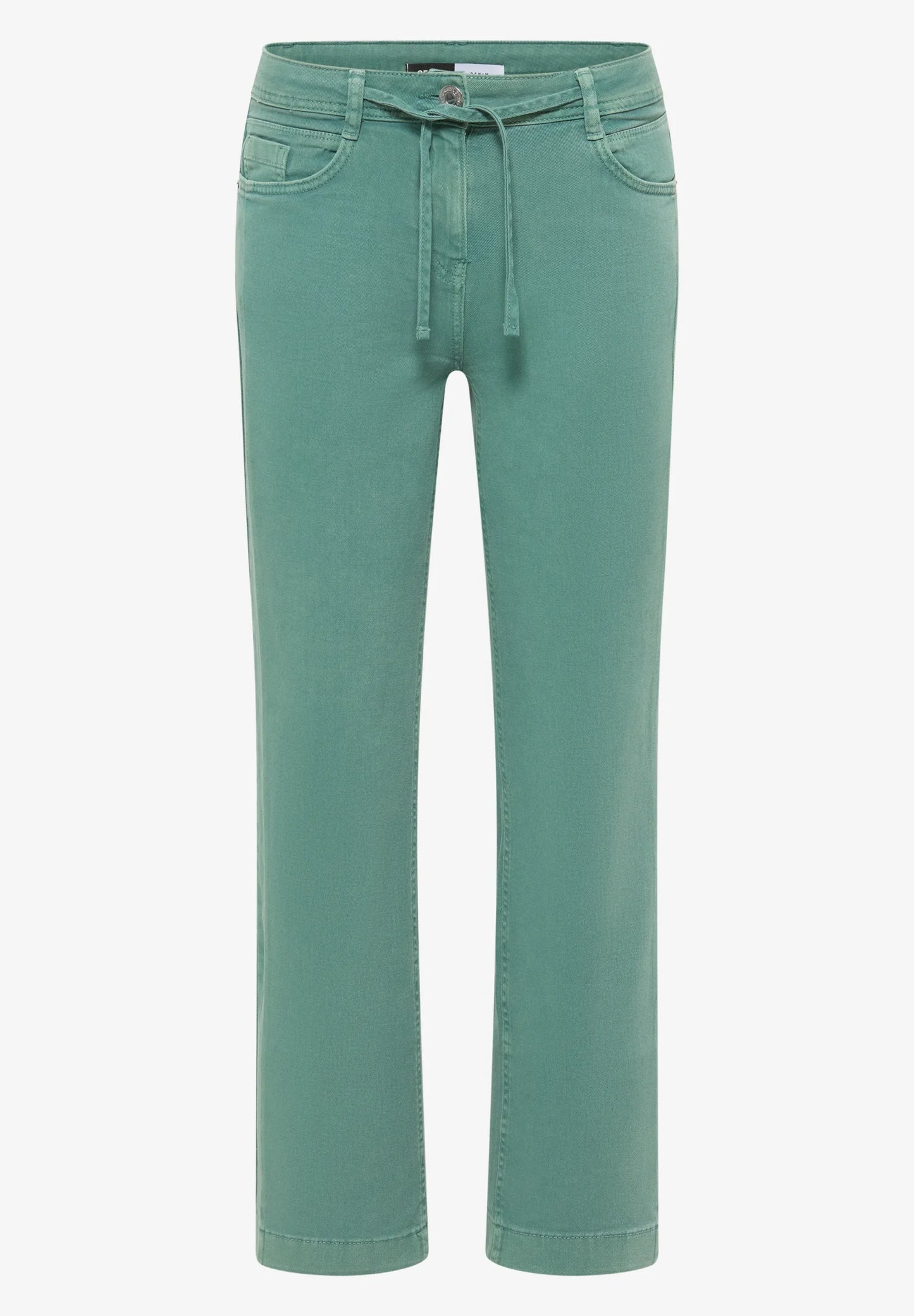 High Waist Straight Leg Jeans with Tie Waist