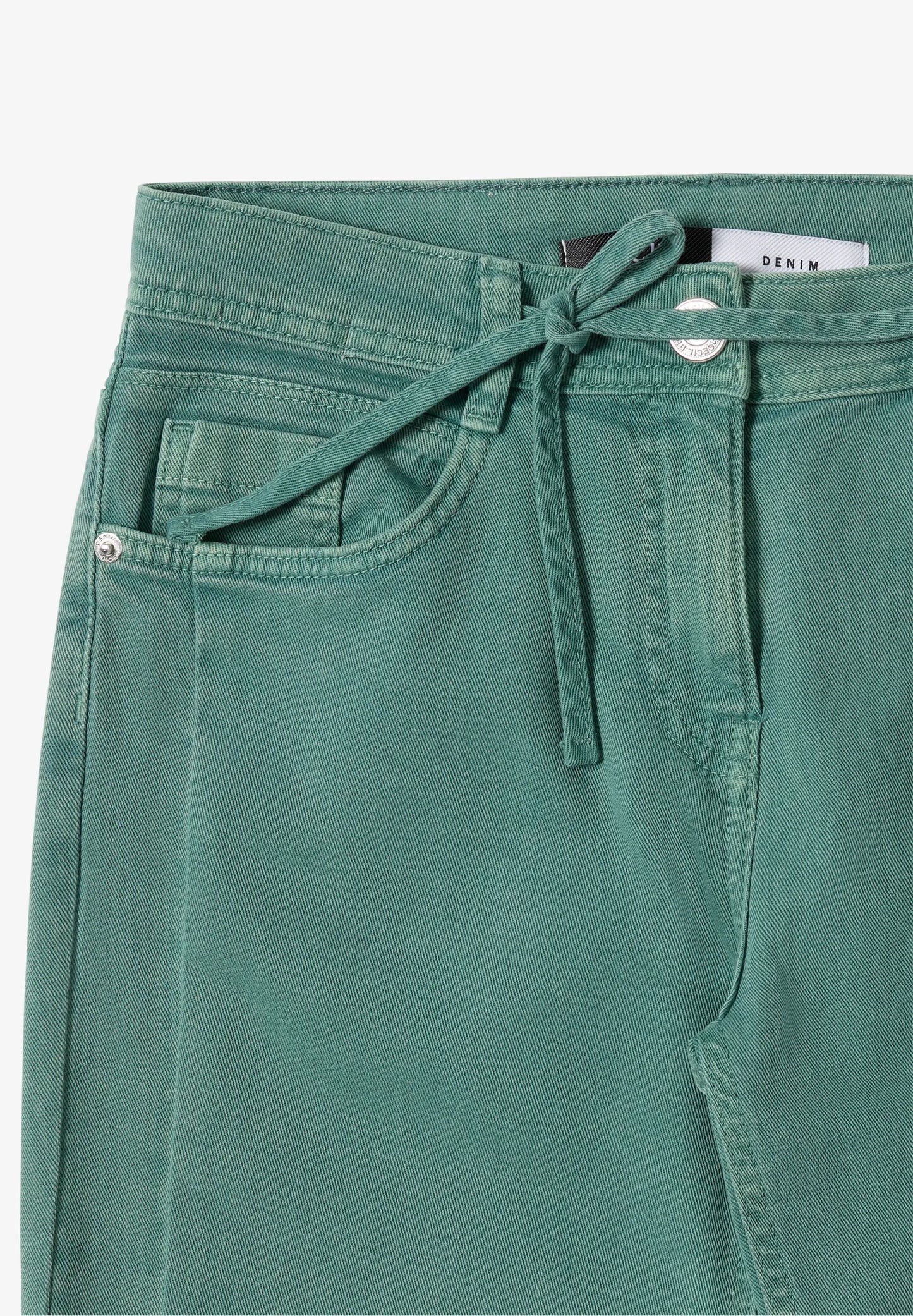 High Waist Straight Leg Jeans with Tie Waist