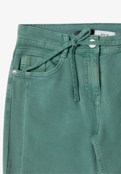 High Waist Straight Leg Jeans with Tie Waist