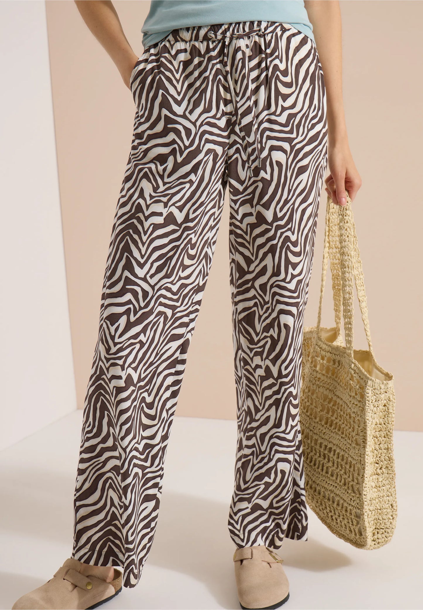 Zebra Print Straight Leg Trousers