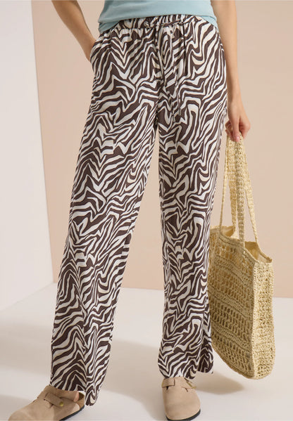 Zebra Print Straight Leg Trousers