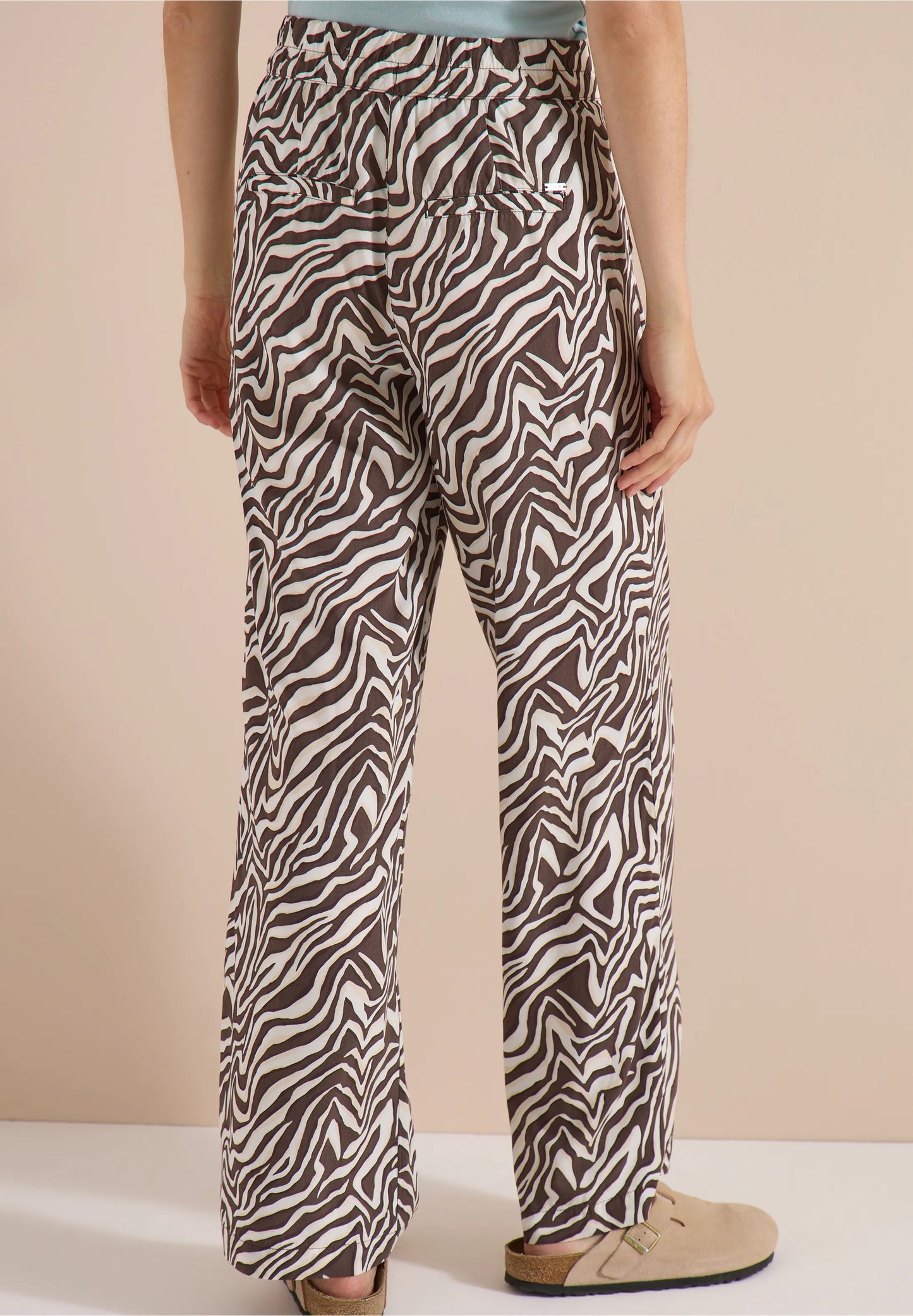 Zebra Print Straight Leg Trousers