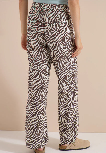 Zebra Print Straight Leg Trousers