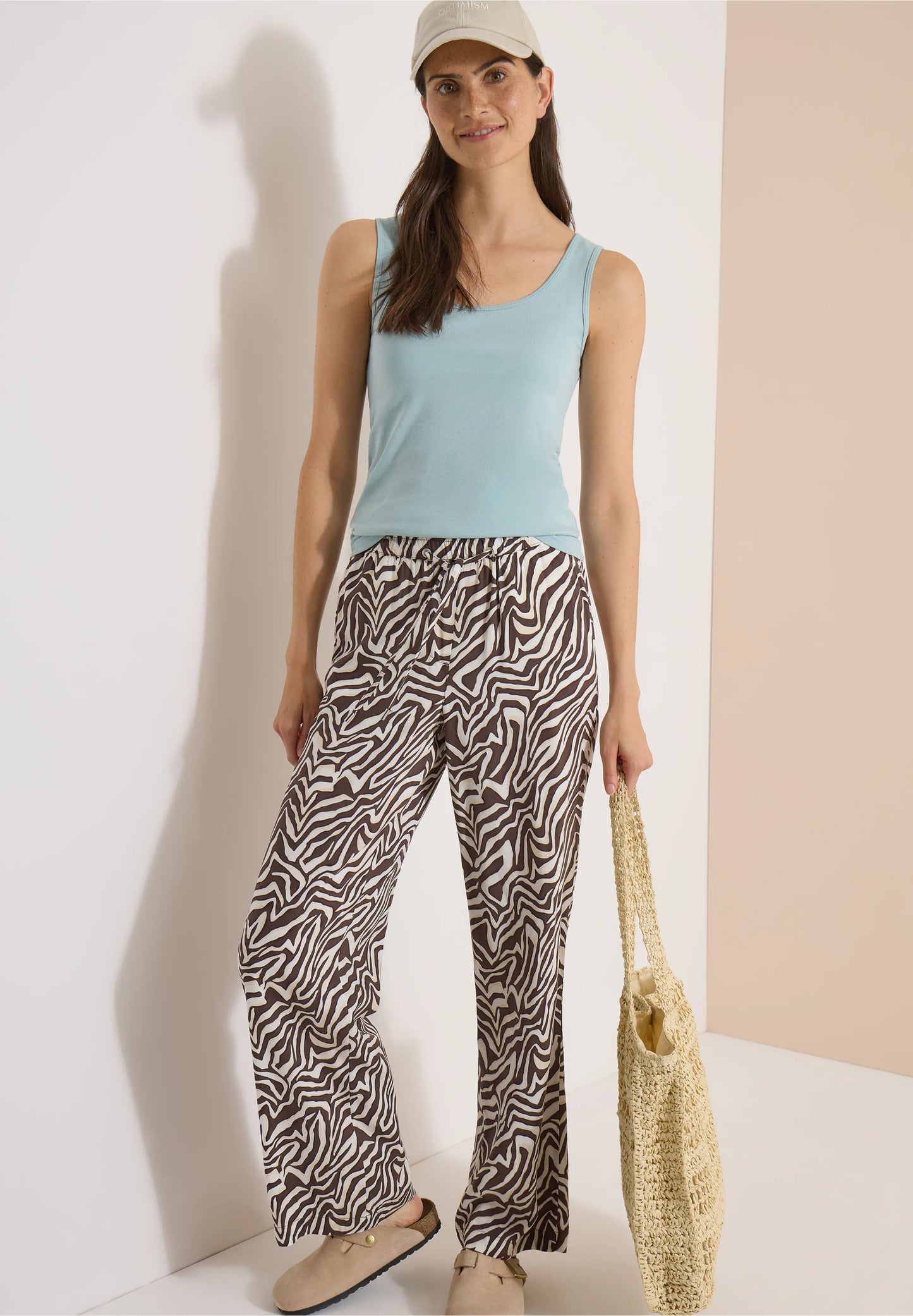 Zebra Print Straight Leg Trousers