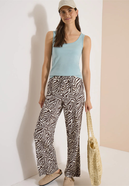 Zebra Print Straight Leg Trousers