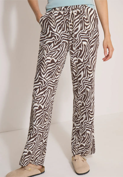 Zebra Print Straight Leg Trousers