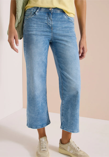 Slim Fit Wide Leg 7/8 Jeans Blue