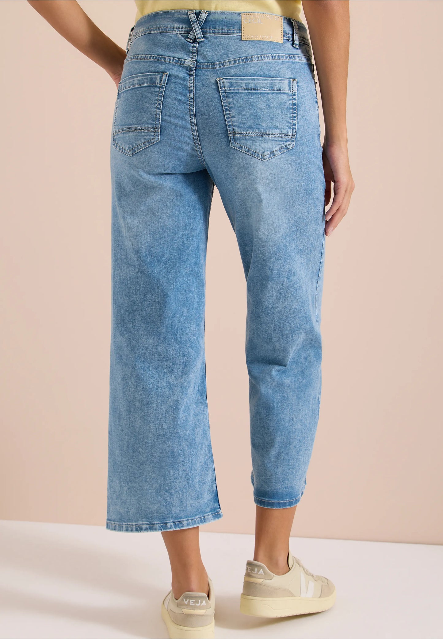 Slim Fit Wide Leg 7/8 Jeans Blue