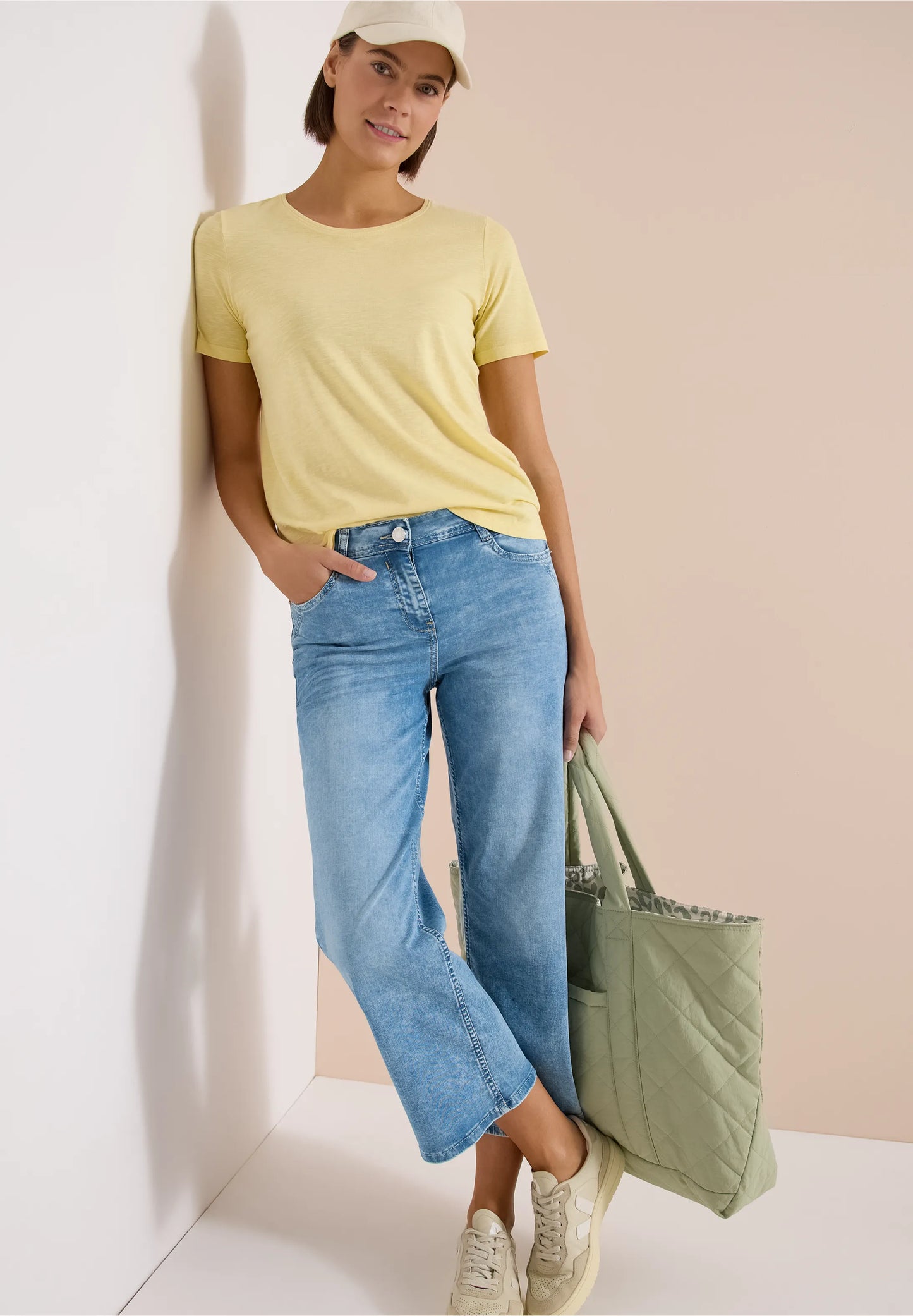 Slim Fit Wide Leg 7/8 Jeans Blue