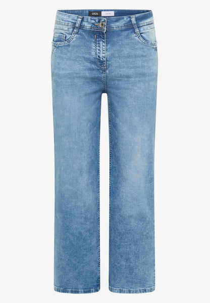 Slim Fit Wide Leg 7/8 Jeans Blue