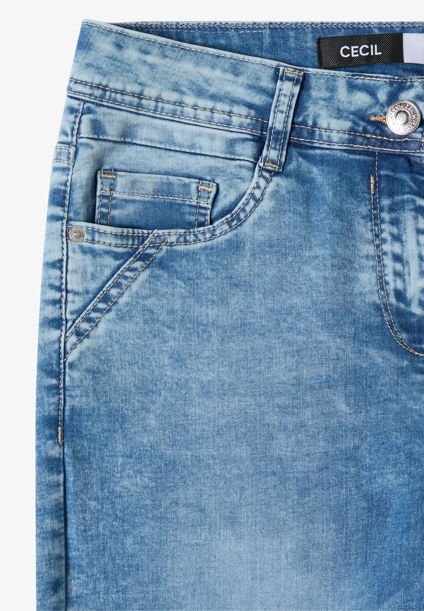 Slim Fit Wide Leg 7/8 Jeans Blue