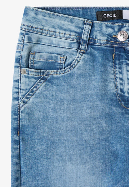 Slim Fit Wide Leg 7/8 Jeans Blue