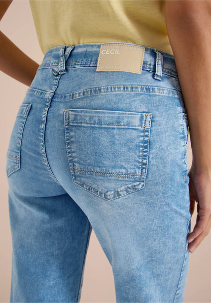 Slim Fit Wide Leg 7/8 Jeans Blue