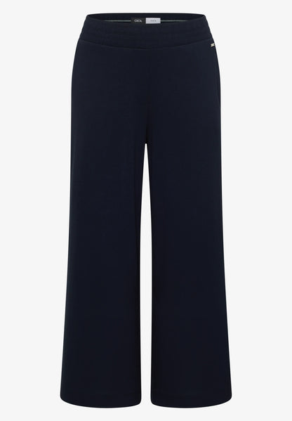 High Waist Wide Leg Jersey Trousers, Navy