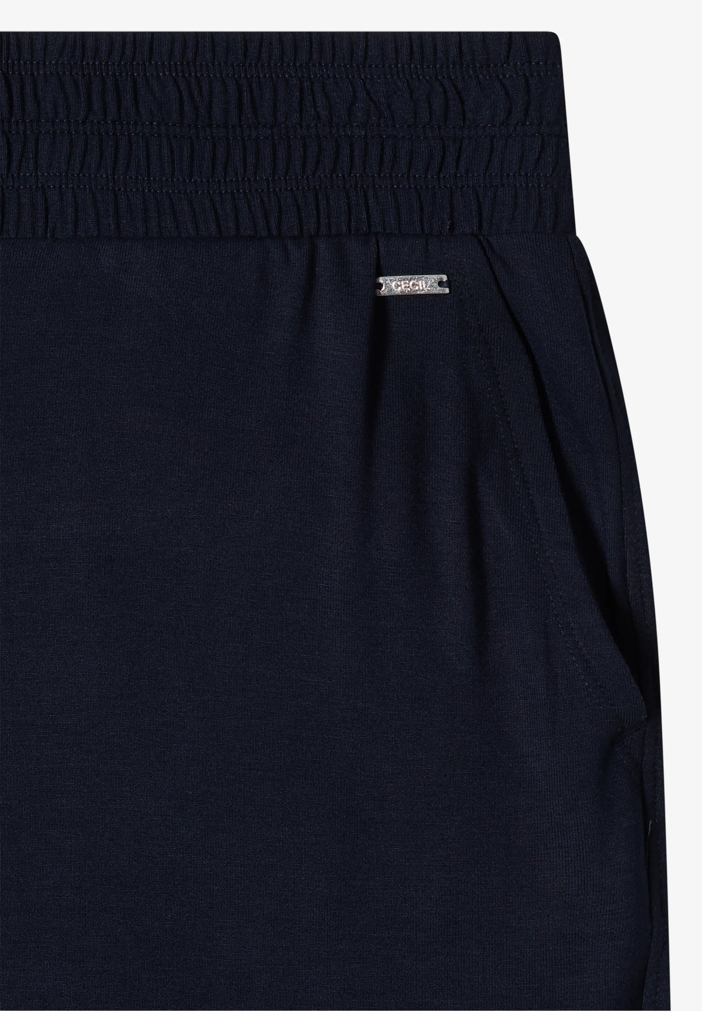 High Waist Wide Leg Jersey Trousers, Navy