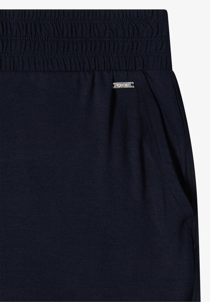 High Waist Wide Leg Jersey Trousers, Navy