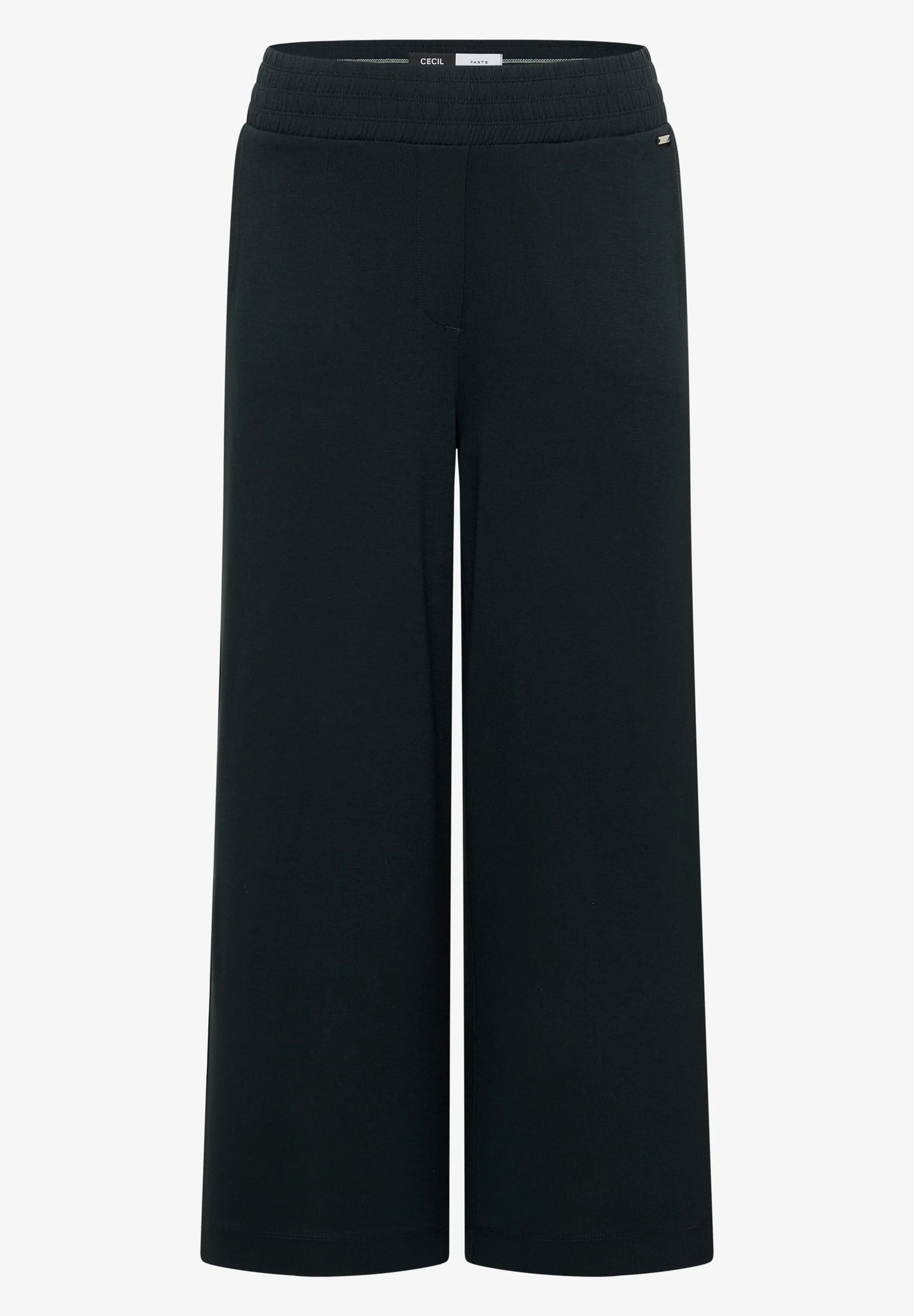 High Waist Wide Leg Jersey Trousers, Dark Green