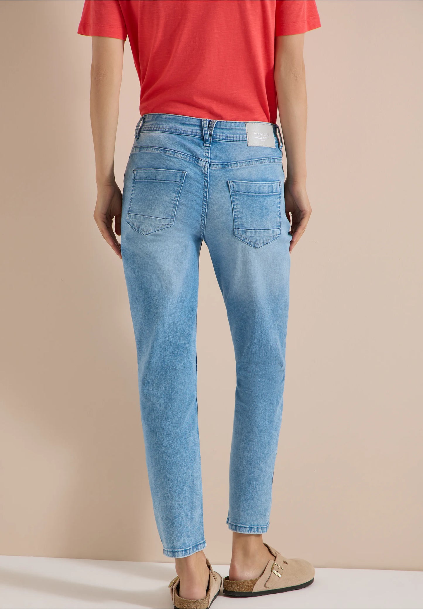 Light Blue Straight Leg Jeans with Stud Detail