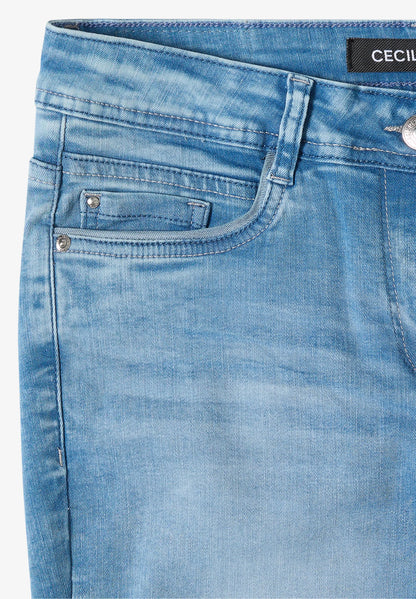 Light Blue Straight Leg Jeans with Stud Detail
