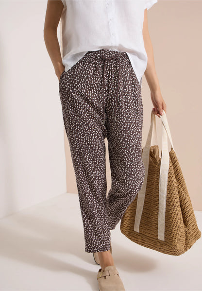 Printed Slim Leg Trousers with Drawstring Waist