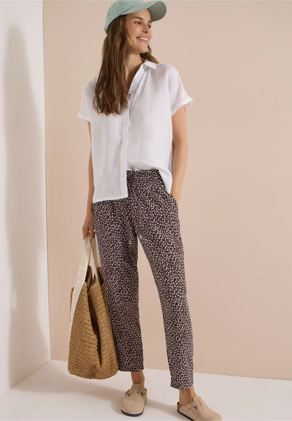 Printed Slim Leg Trousers with Drawstring Waist