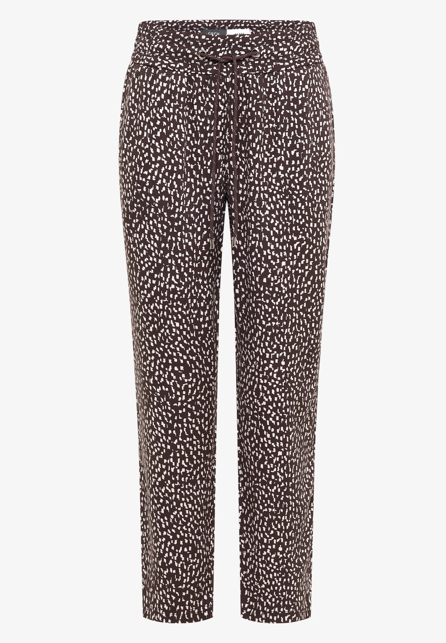 Printed Slim Leg Trousers with Drawstring Waist