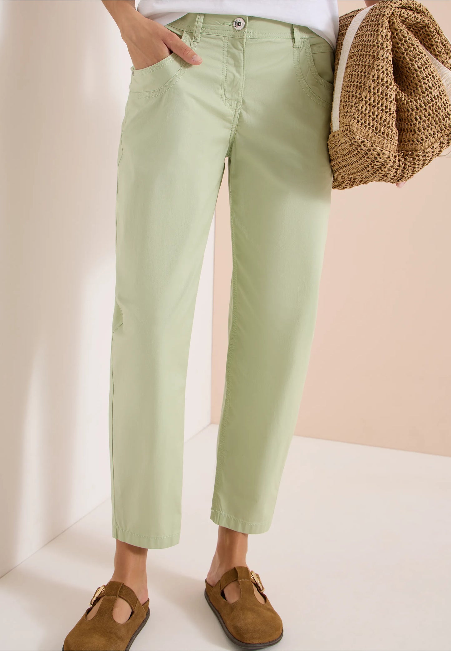 Papertouch Barrel Leg Trousers, Soft Pistachio