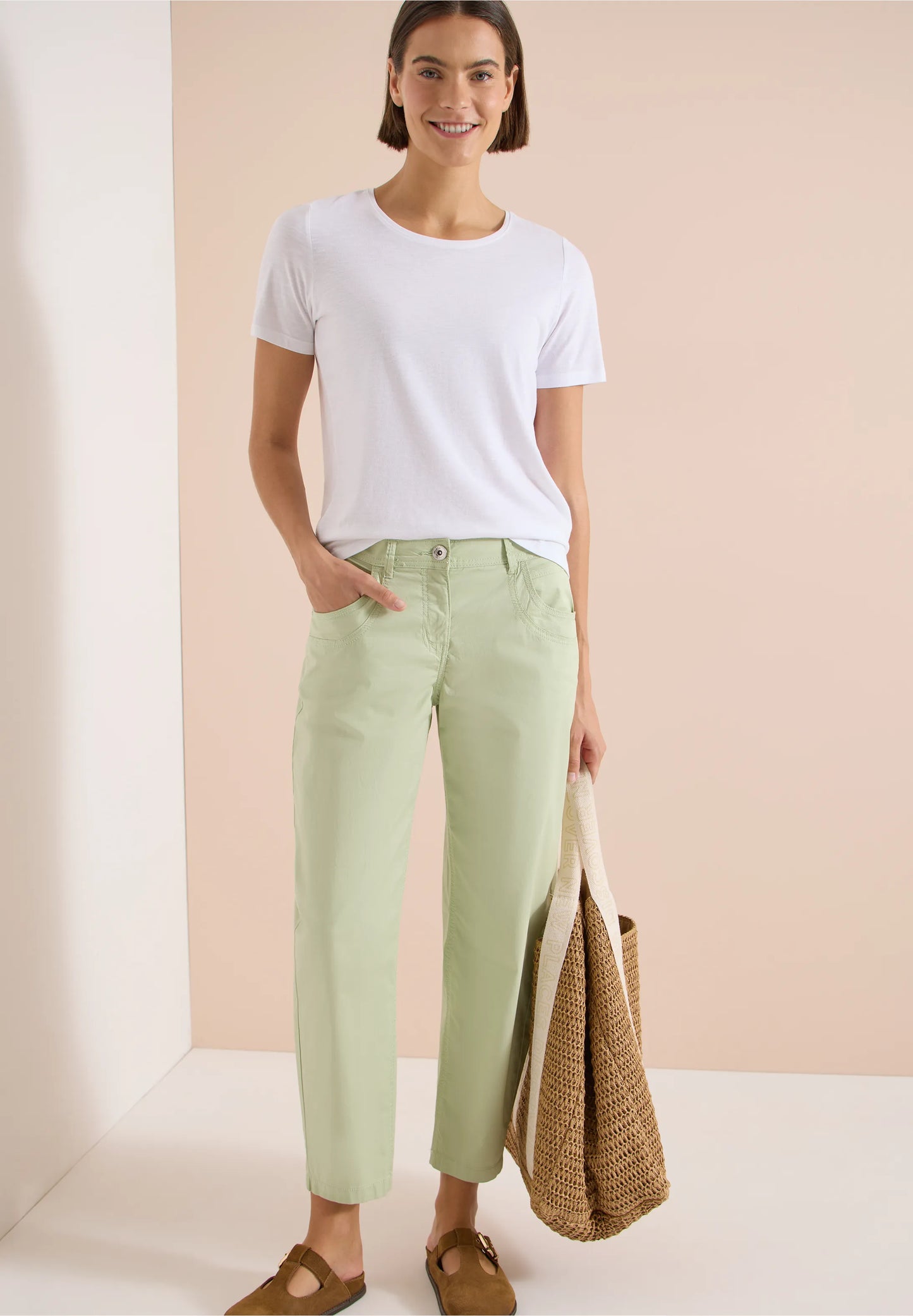 Papertouch Barrel Leg Trousers, Soft Pistachio