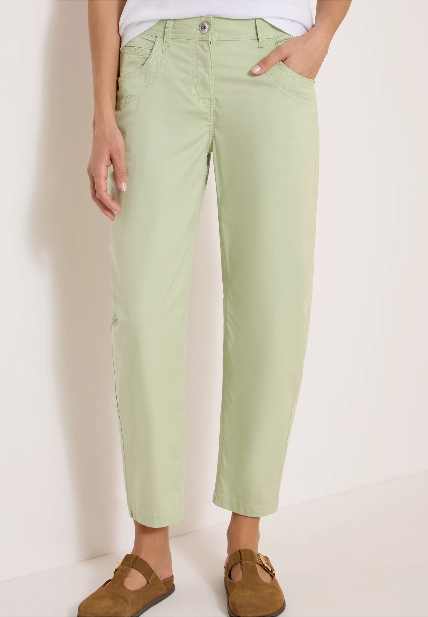 Papertouch Barrel Leg Trousers, Soft Pistachio