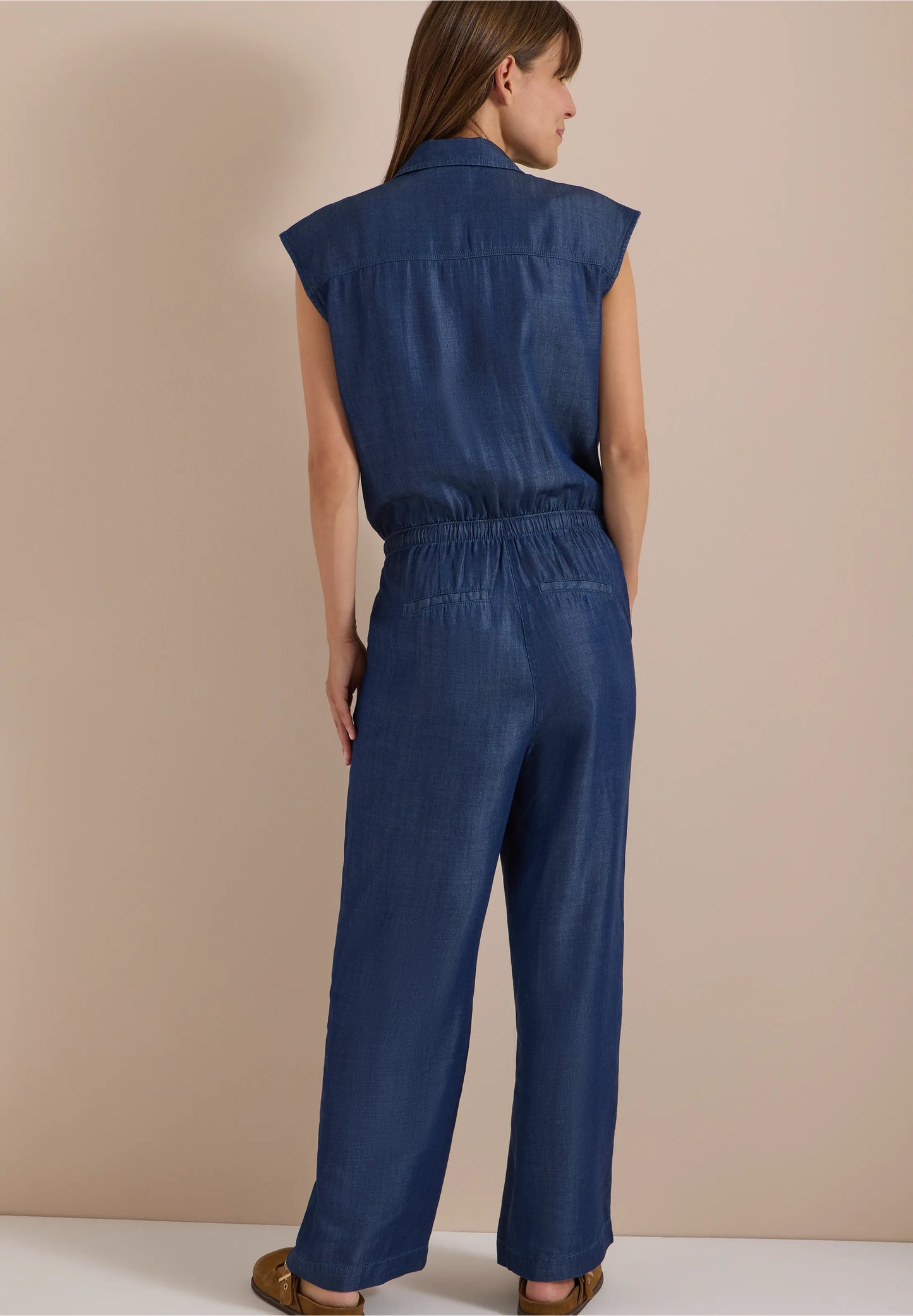 Denim Look Wide Leg Jumpsuit
