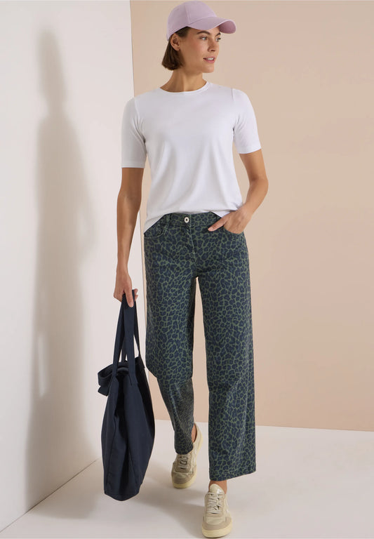 High Waist Wide Leg Leopard Print Jeans