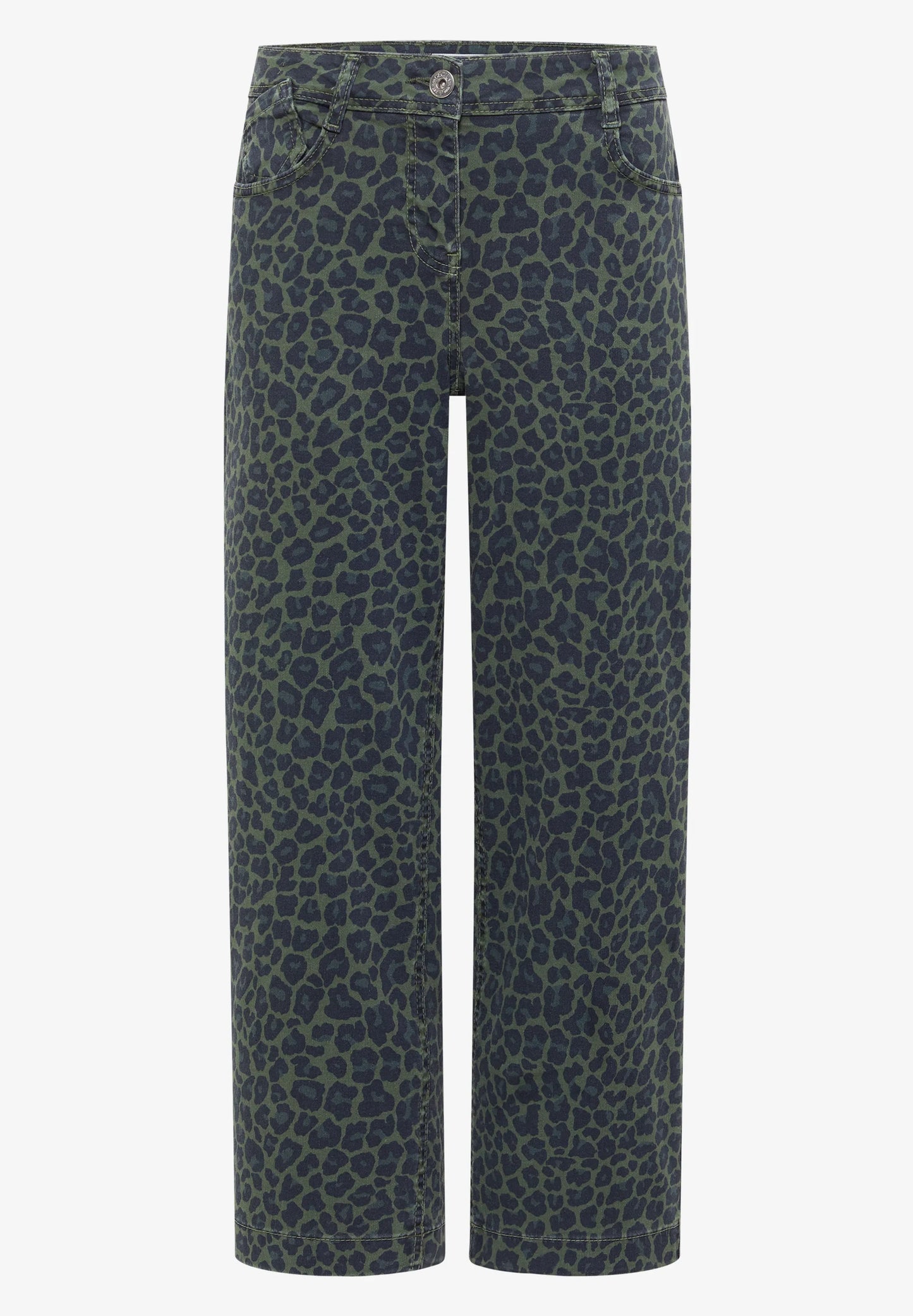 High Waist Wide Leg Leopard Print Jeans