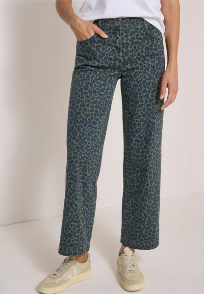 High Waist Wide Leg Leopard Print Jeans