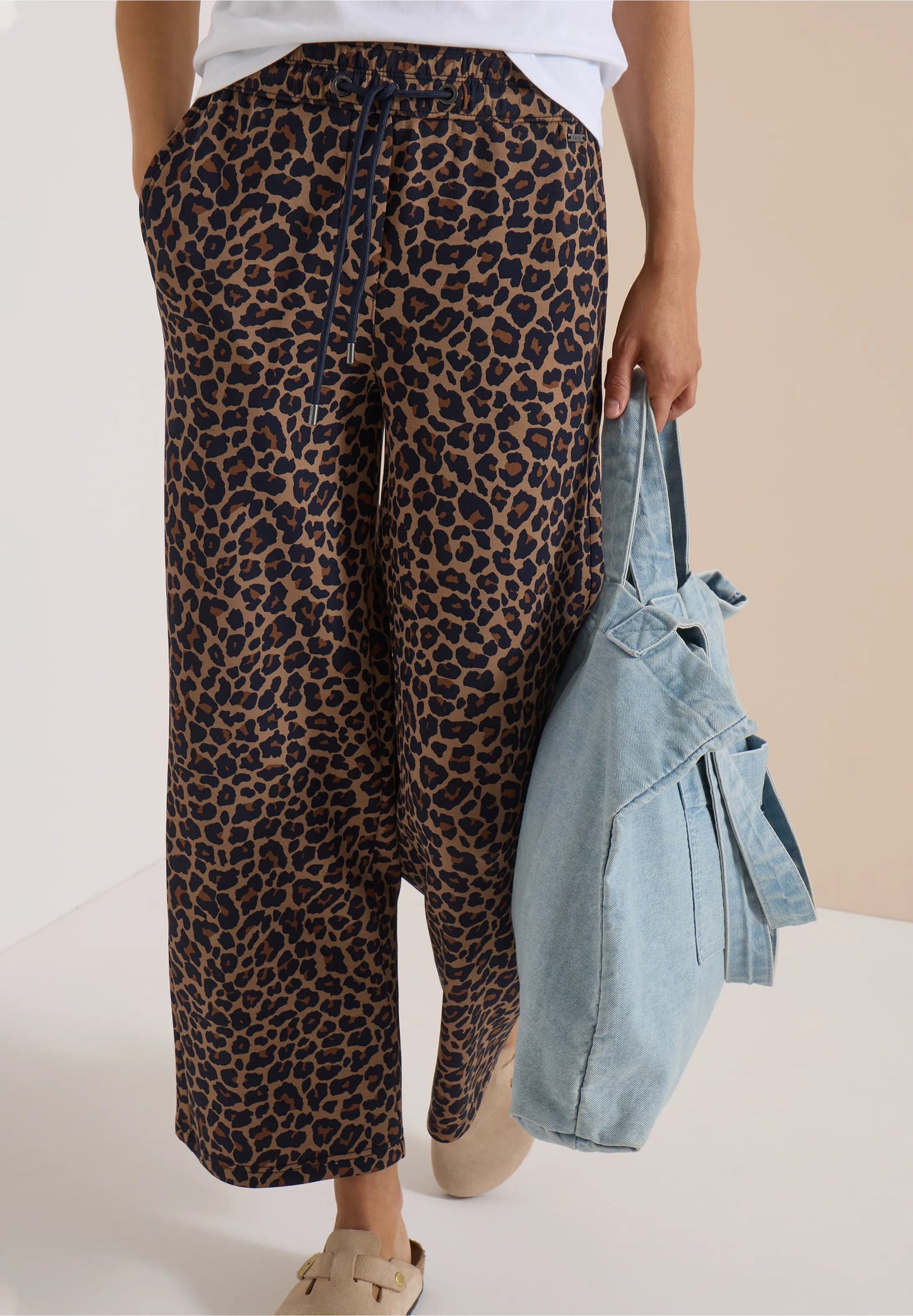Leopard Print Silky Wide Leg Trousers