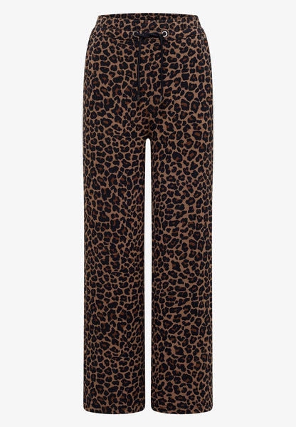 Leopard Print Silky Wide Leg Trousers
