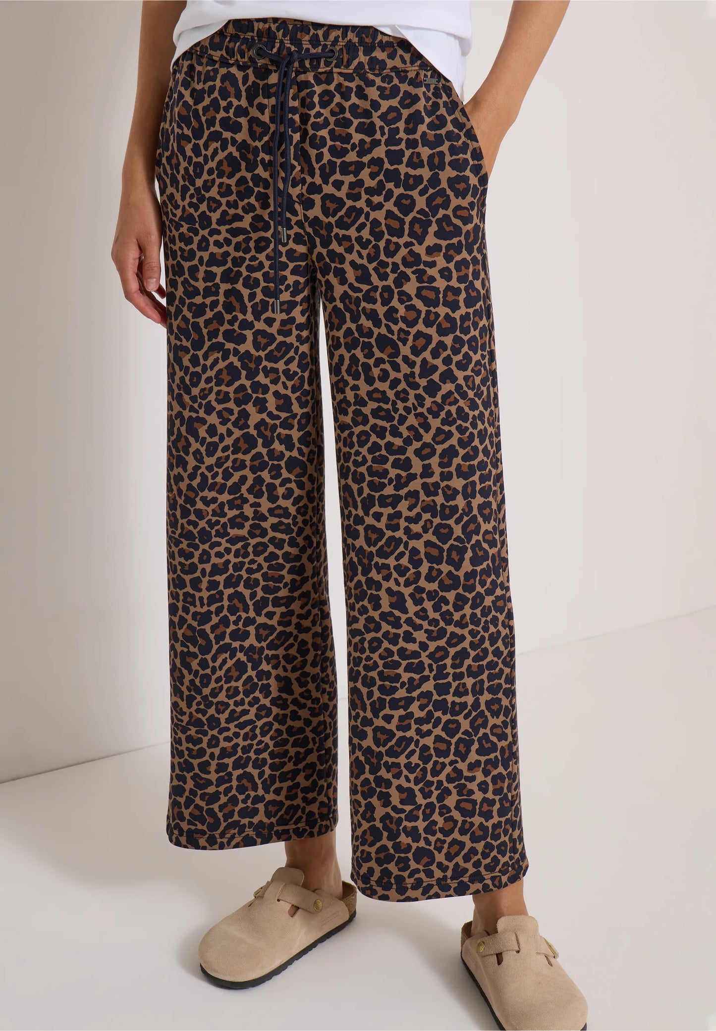 Leopard Print Silky Wide Leg Trousers