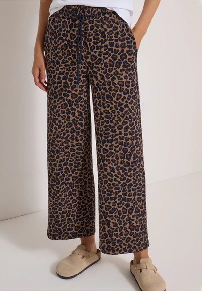 Leopard Print Silky Wide Leg Trousers