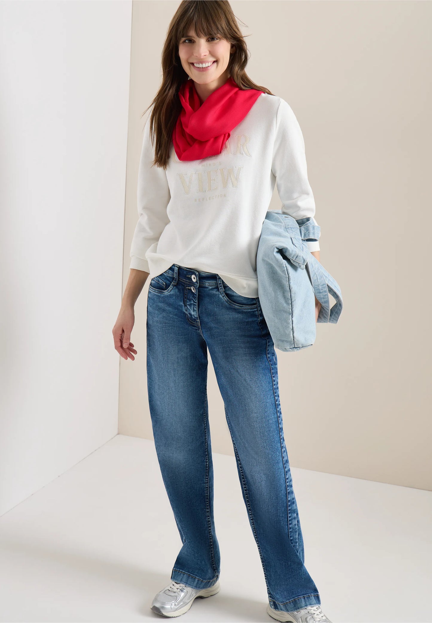 Lightweight Viscose Loop Scarf, Red