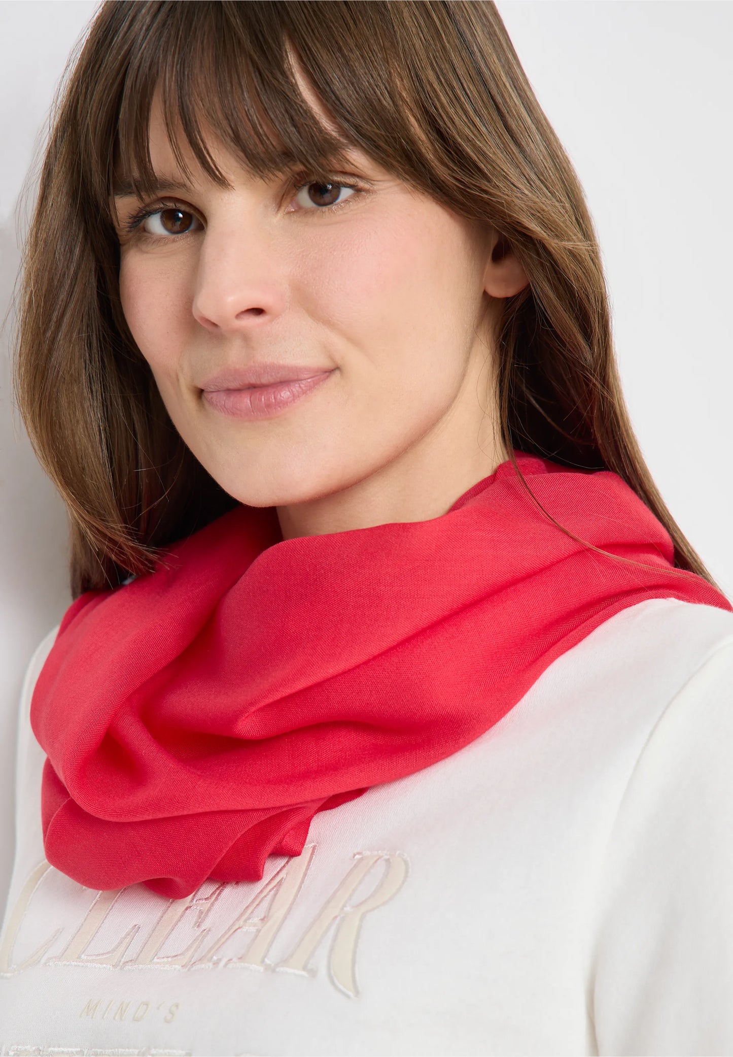 Lightweight Viscose Loop Scarf, Red