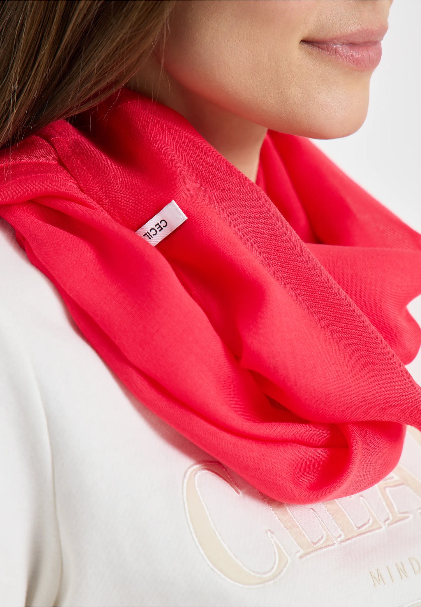 Lightweight Viscose Loop Scarf, Red