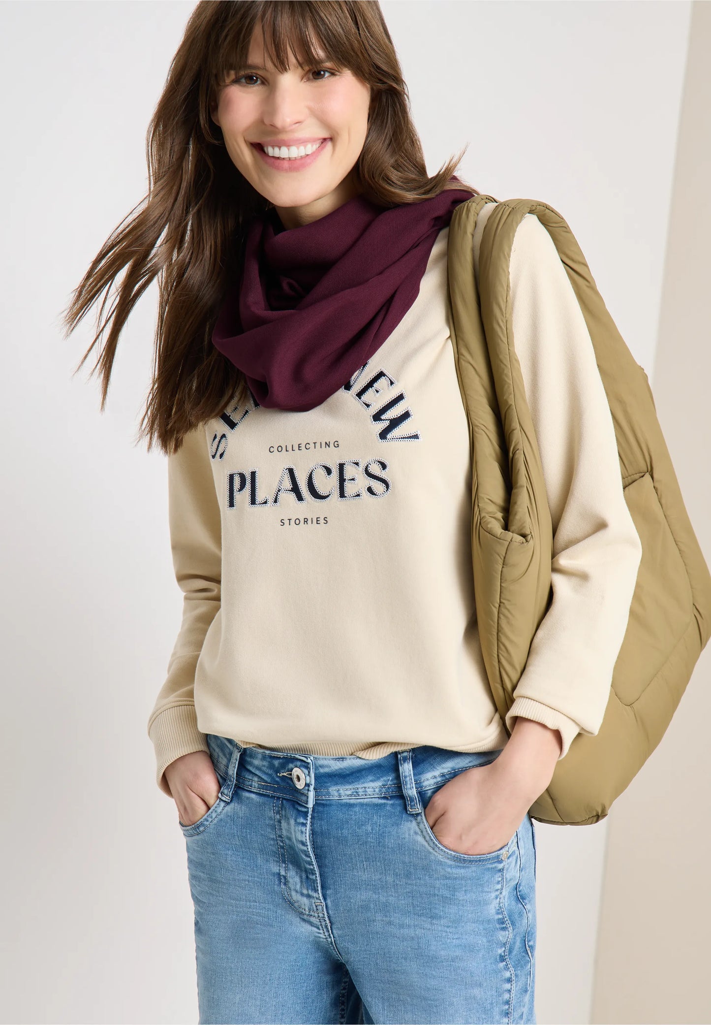 Lightweight Viscose Loop Scarf, Burgundy