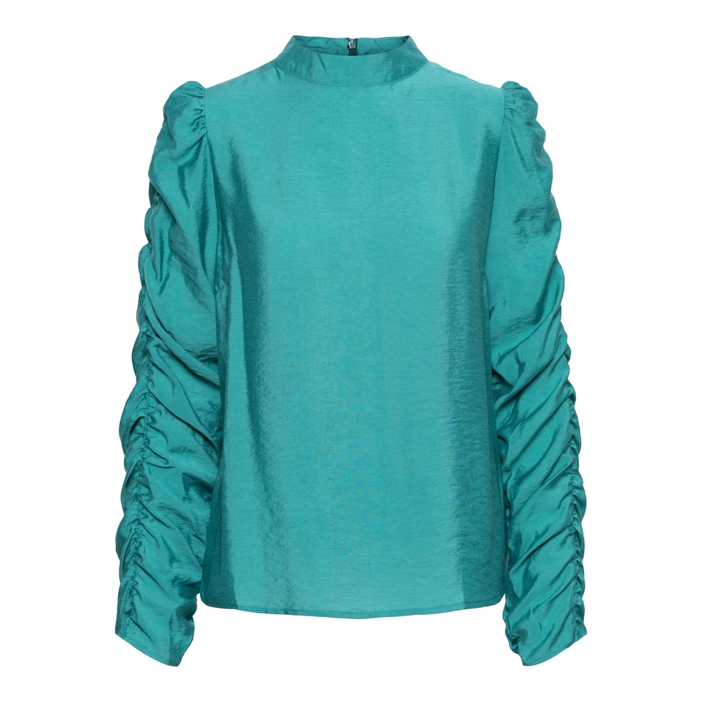 Ruched Sleeve Blouse, Mineral Green