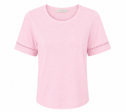 Linen T-Shirt with Lace Detail
