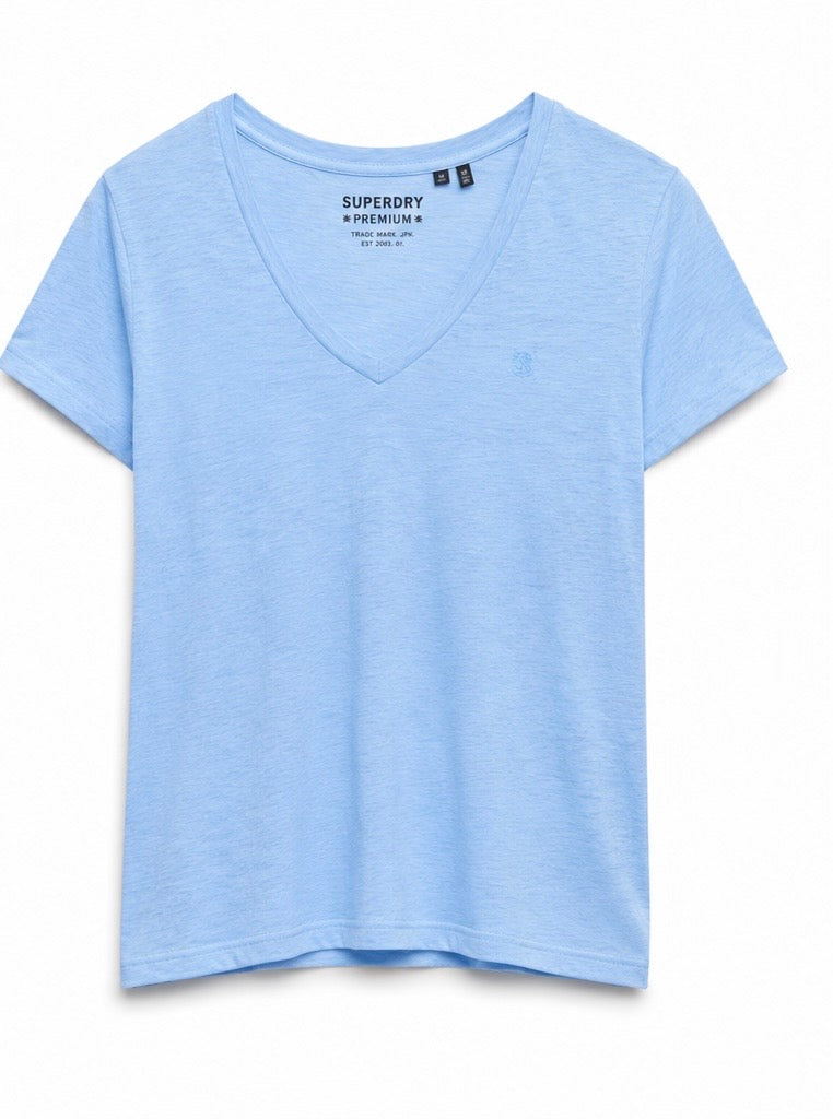 Slub V-Neck T-Shirt,  Blue