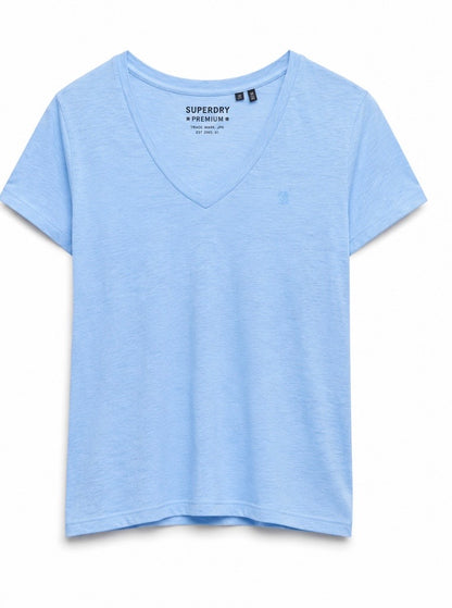 Slub V-Neck T-Shirt,  Blue