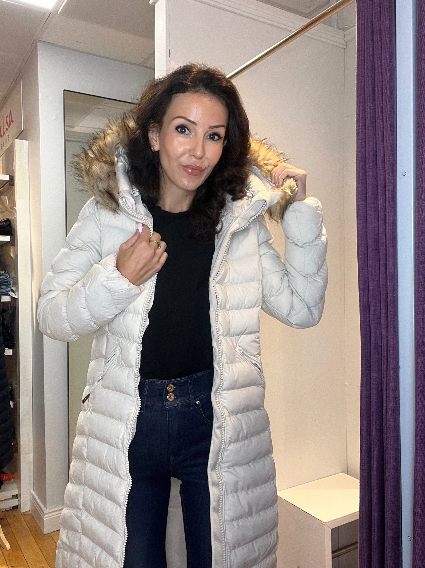 Fuji Faux Fur Hooded Longline Coat