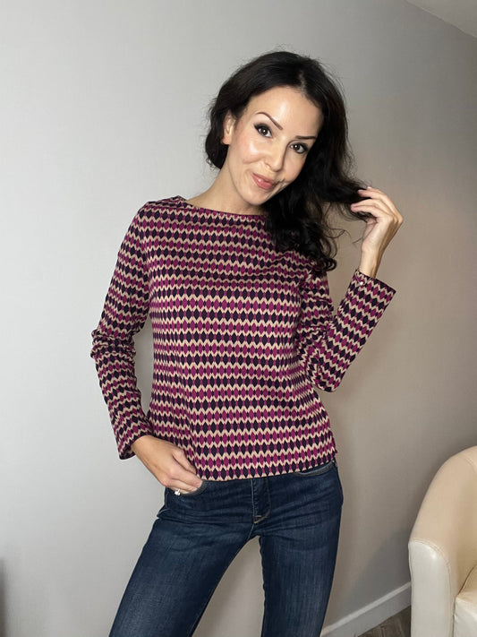 Long Sleeve Jacquard T-Shirt Purple