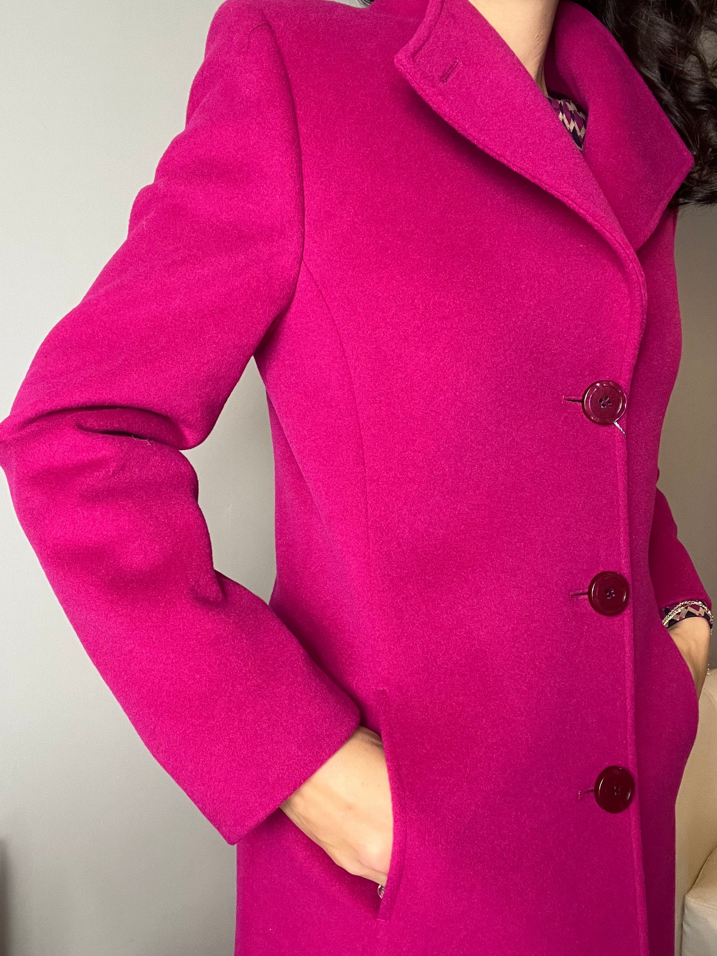 Wool - Cashmere Blend Coat, Raspberry