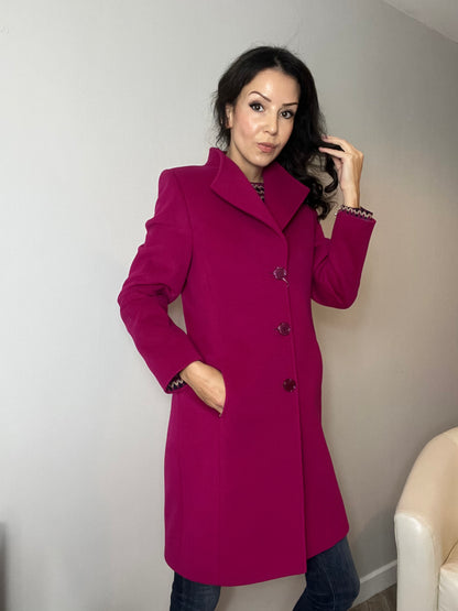 Wool - Cashmere Blend Coat, Raspberry